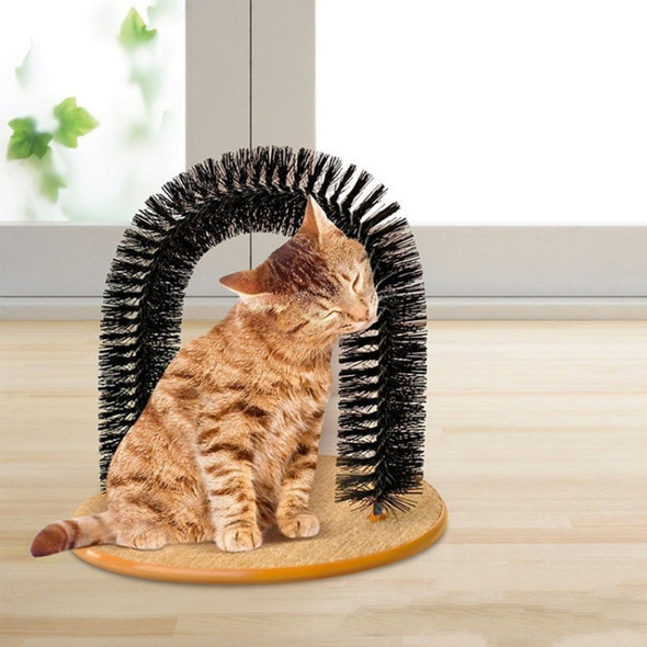 Pet Cat Self Groomer With Round Fleece Base Animal Detachable Comb Brush Scratching Toy