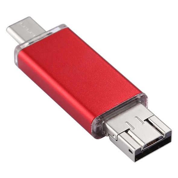 128GB 3 in 1 USB-C / Type-C + USB 2.0 + OTG Flash Disk, For Type-C Smartphones & PC Computer(Red)