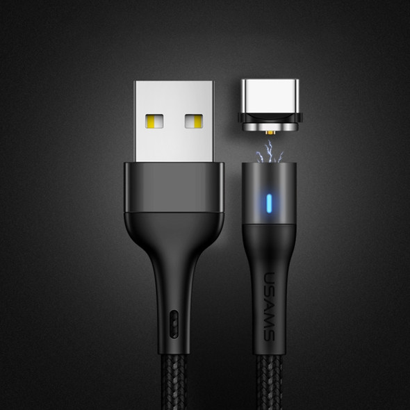 USAMS US-SJ353 U32 Type-C / USB-C Aluminium Alloy Magnetic Charging Data Cable, Length: 1m(Black)