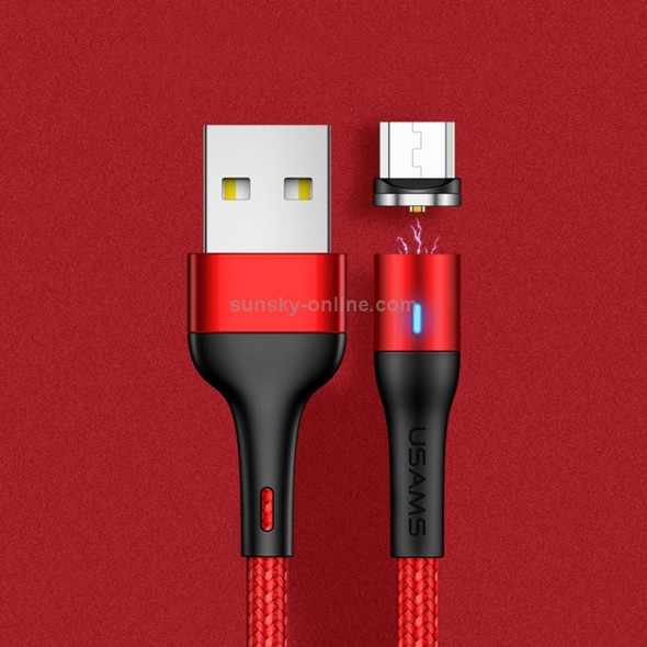 USAMS US-SJ354 U32 Micro USB Aluminium Alloy Magnetic Charging Data Cable, Length: 1m (Red)
