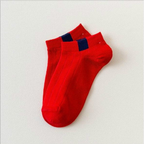 10 Pairs Unisex Cotton Breathable Unprinted Rainbow Socks Casual Sailboat Socks(Red)