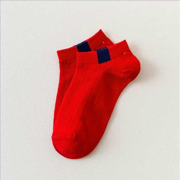 10 Pairs Unisex Cotton Breathable Unprinted Rainbow Socks Casual Sailboat Socks(Red)