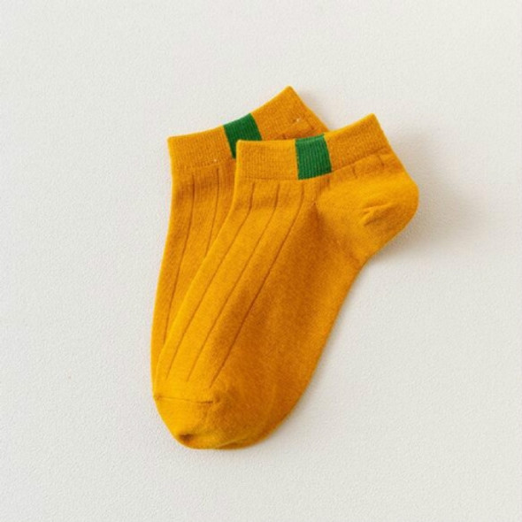 10 Pairs Unisex Cotton Breathable Unprinted Rainbow Socks Casual Sailboat Socks(Yellow)