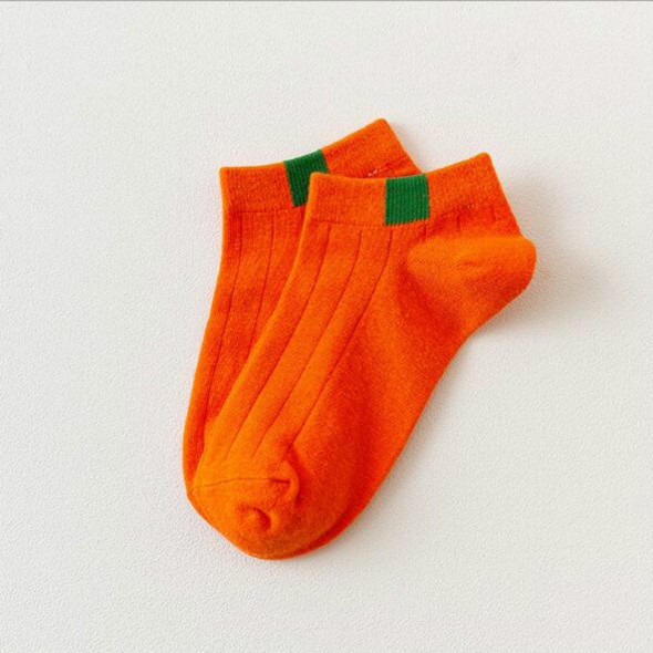 10 Pairs Unisex Cotton Breathable Unprinted Rainbow Socks Casual Sailboat Socks(Orange)