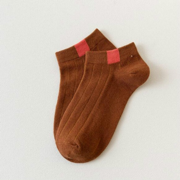 10 Pairs Unisex Cotton Breathable Unprinted Rainbow Socks Casual Sailboat Socks(Brown)