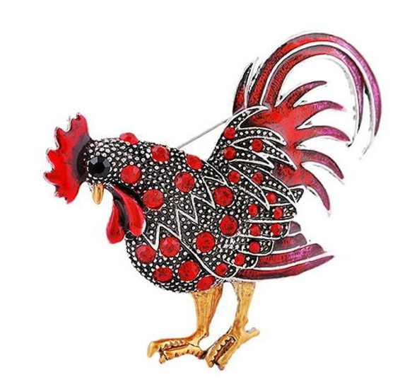 Personality Retro Cock Girl Brooch(Red)