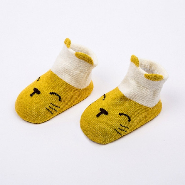 Three-dimensional Color Matching Children Boat Socks Shallow Mouth Baby Floor Socks, Size:S(Yellow Cat)