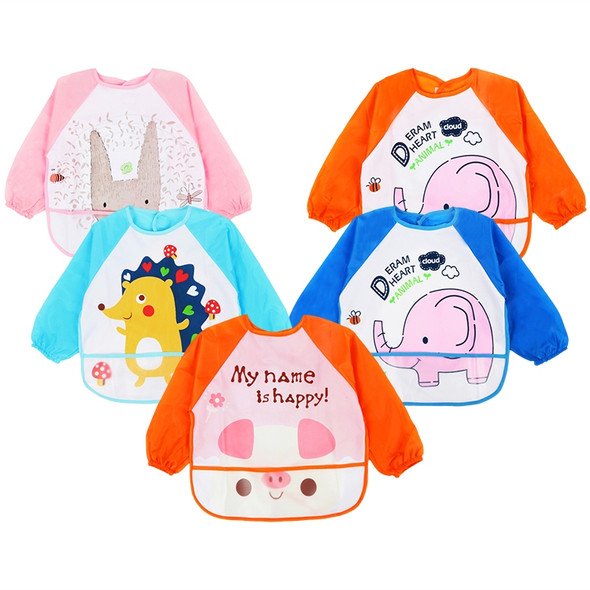 Baby Meal Gown Thin Section Boys And Girls Bib Waterproof Anti-dressing, Size:0-3 Years Old, Style:Little Hedgehog(Orange)
