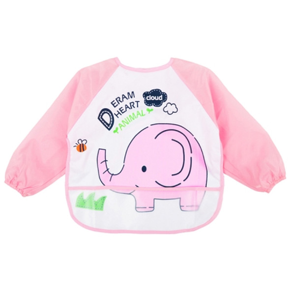 Baby Meal Gown Thin Section Boys And Girls Bib Waterproof Anti-dressing, Size:0-3 Years Old, Style:Elephant(Pink)