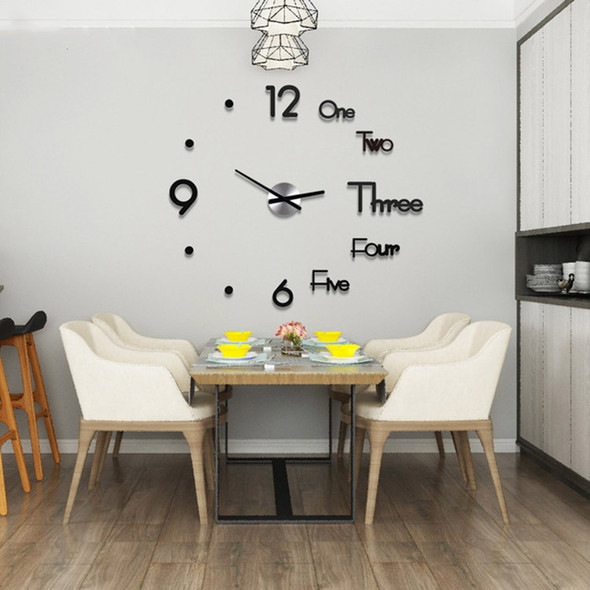 Acrylic Large Wall Clocks Sticker Modern Design Living Room 3D DIY Quartz Watch Silent Movement Home Decor, Sheet Size:Diameter 80cm(Black)