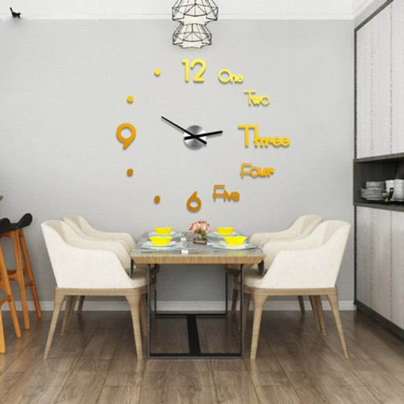 Acrylic Large Wall Clocks Sticker Modern Design Living Room 3D DIY Quartz Watch Silent Movement Home Decor, Sheet Size:Diameter 80cm(Golden)