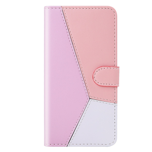 For Nokia 3.1 Plus Tricolor Stitching Horizontal Flip TPU + PU Leather Case with Holder & Card Slots & Wallet(Pink)