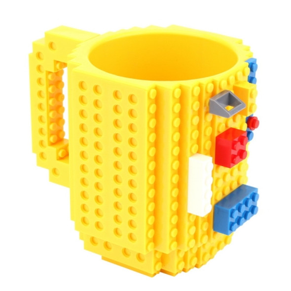 Building Blocks Design Creative Milk Mug Coffee Cup Build-on Brick Drinking Water Holder, Value:301-400ml(Yellow)