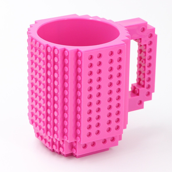 Building Blocks Design Creative Milk Mug Coffee Cup Build-on Brick Drinking Water Holder, Value:301-400ml(Rose red)
