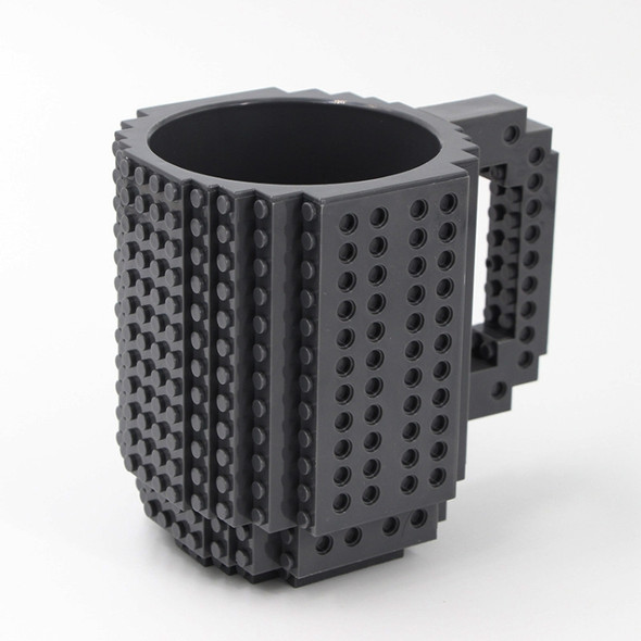 Building Blocks Design Creative Milk Mug Coffee Cup Build-on Brick Drinking Water Holder, Value:301-400ml(Light Grey)