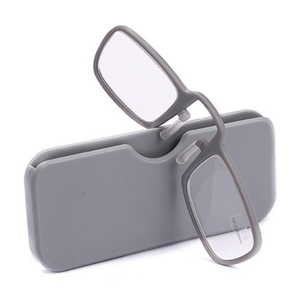 2 PCS TR90 Pince-nez Reading Glasses Presbyopic Glasses with Portable Box, Degree:+1.00D(Grey)