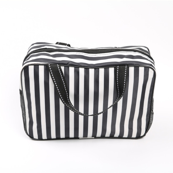 Unisex Stripe Waterproof Bath Cosmetic Storage Bag Travel Bag(Black)