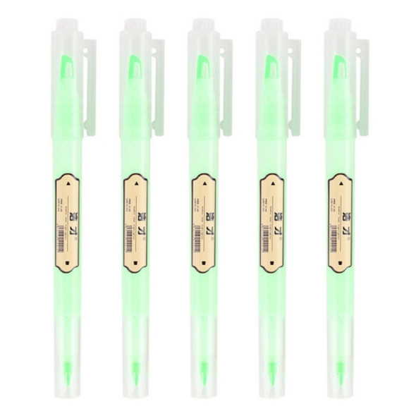 5 PCS Small Fresh Double-headed Color Fluorescent Tasteless Marker(Green)