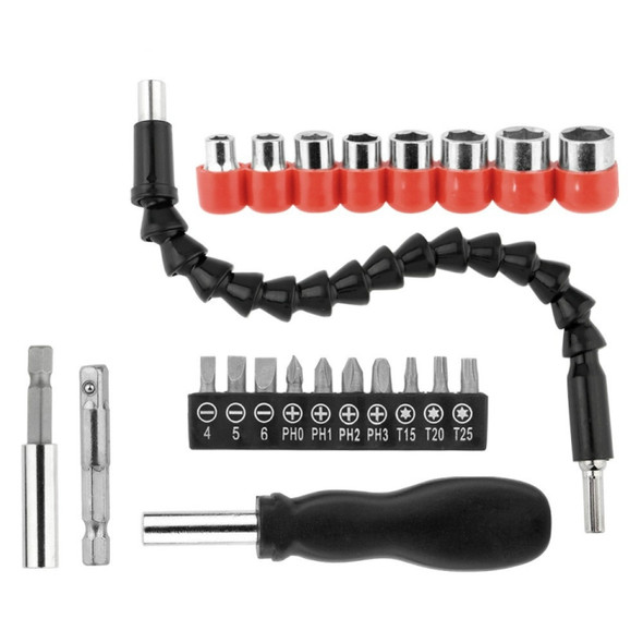 22 PCS/ Set Multifunctional Electric Drill Bit Shaft Tool Set(Black)