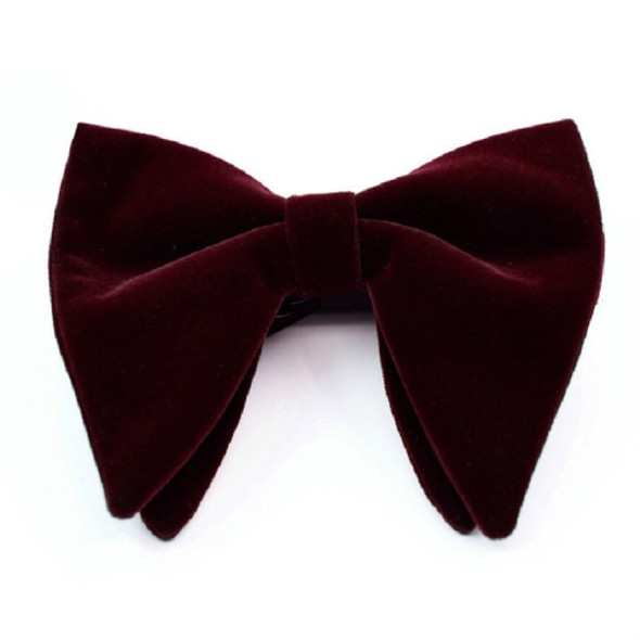 Men Velvet Double-layer Big Bow-knot Bow Tie Clothing Accessories(Red Wine)