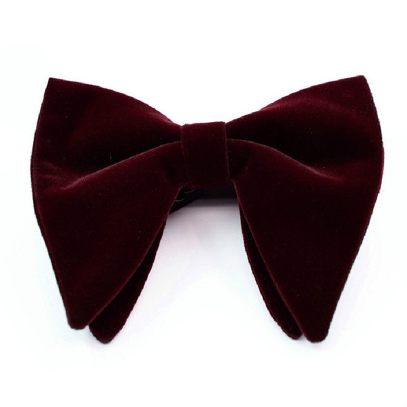 Men Velvet Double-layer Big Bow-knot Bow Tie Clothing Accessories(Red Wine)