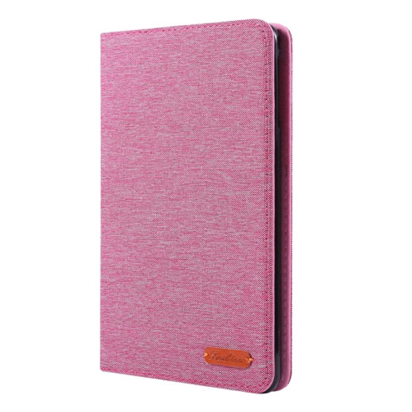 For iPad Mini 4 / 3 / 2 / 1 Cloth Teature Horizontal Flip PU Leather Case with with Holder & Card Slots(Rose pink)