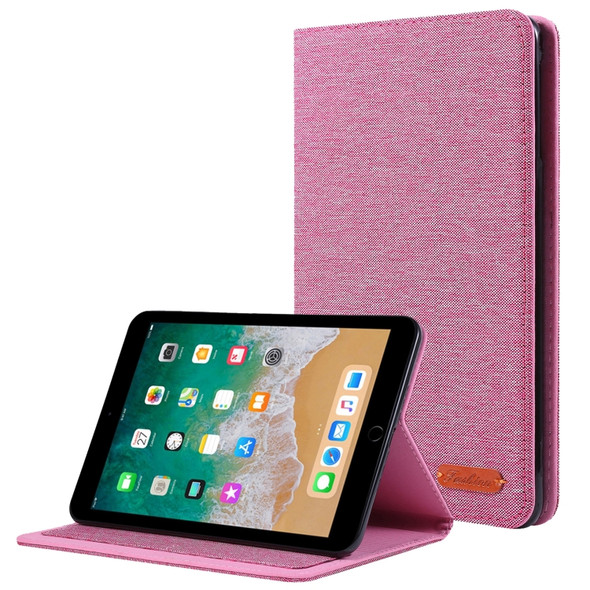 For iPad Mini 4 / 3 / 2 / 1 Cloth Teature Horizontal Flip PU Leather Case with with Holder & Card Slots(Rose pink)