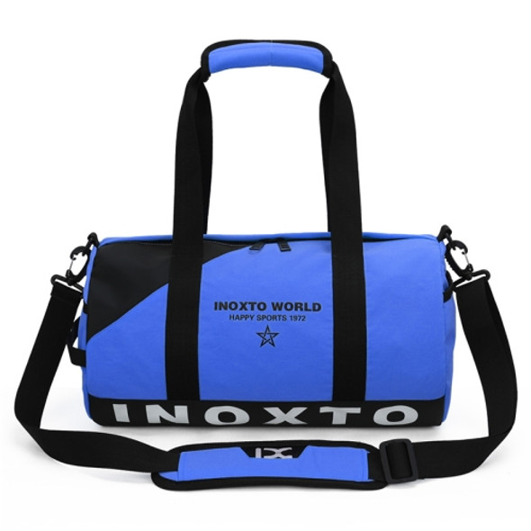 IX LK8074 Alphabet Printing Cylinder Shape Bottom Waterproof One-shoulder Portable Yoga Travel Bag for Men / Women, Size: 40 x 24 x 24cm(Blue)