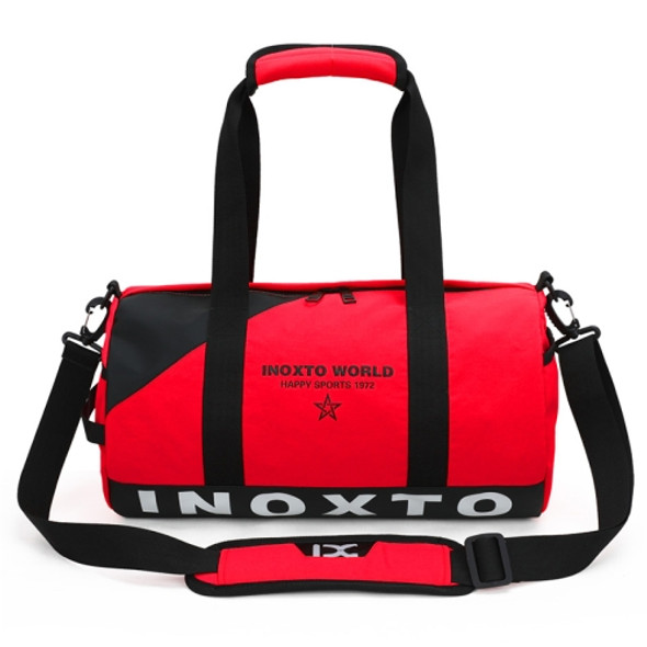 IX LK8074 Alphabet Printing Cylinder Shape Bottom Waterproof One-shoulder Portable Yoga Travel Bag for Men / Women, Size: 40 x 24 x 24cm(Red)