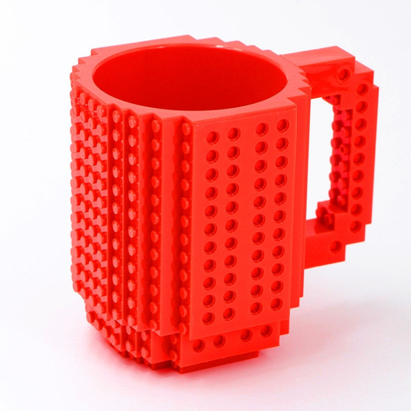 Building Blocks Design Creative Milk Mug Coffee Cup Build-on Brick Drinking Water Holder, Value:301-400ml(Red)