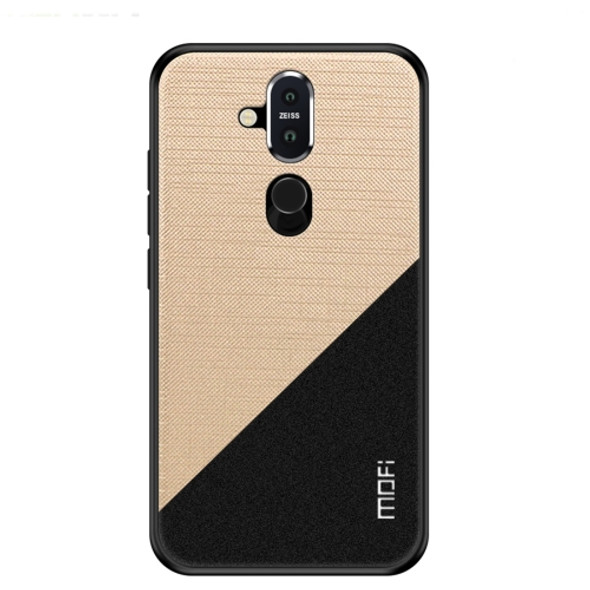 MOFI Shockproof TPU + PC + Cloth Pasted Case for NOKIA X7 / 7.1 Plus(Gold)