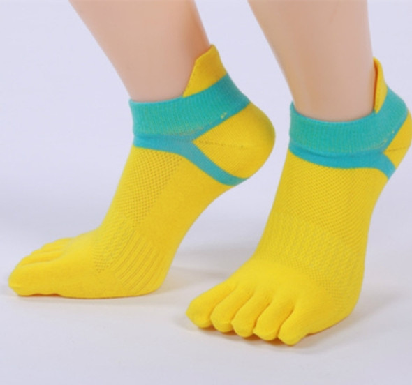 Ladies Finger Socks Cotton Breathable Mesh Socks Sock Mouth Foot Design Split Socks(Yellow)
