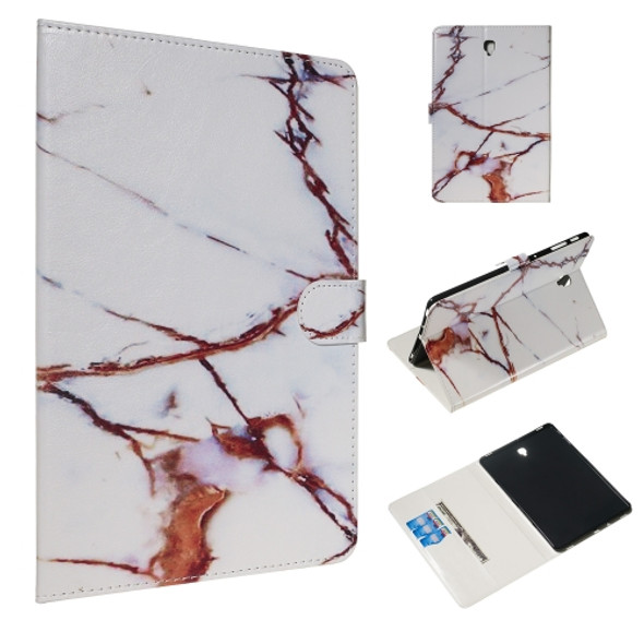 For Galaxy Tab S4 10.5 T830 / T835 Colored Drawing Pattern Horizontal Flip PU Leather Case with Holder & Card Slots(Platinum Marble)