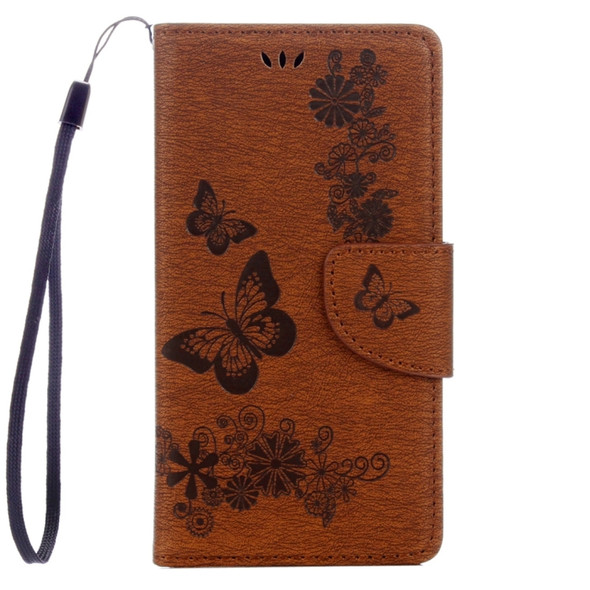 For Lenovo  VIBE C A2020 Butterflies Embossing Horizontal Flip Leather Case with Holder & Card Slots & Wallet & Lanyard(Brown)