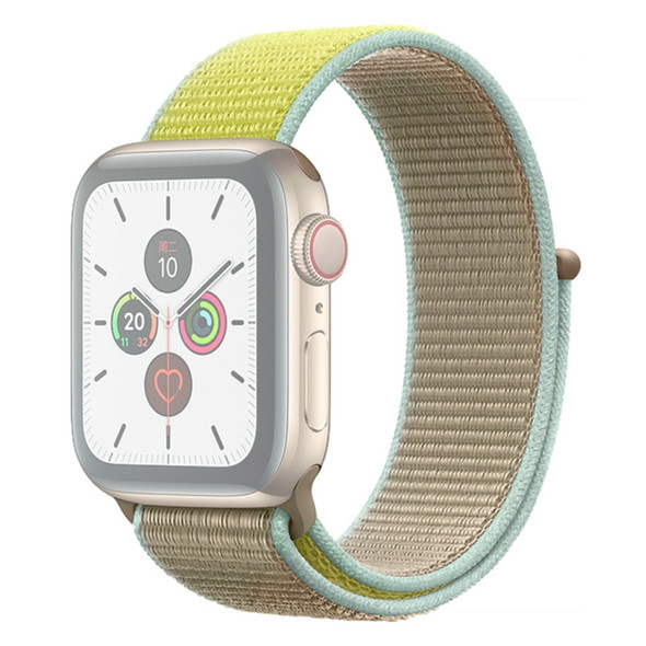 For Apple Watch Series 5 & 4 44mm / 3 & 2 & 1 42mm Color Matching Nylon Watchband(Green + Baby Blue)