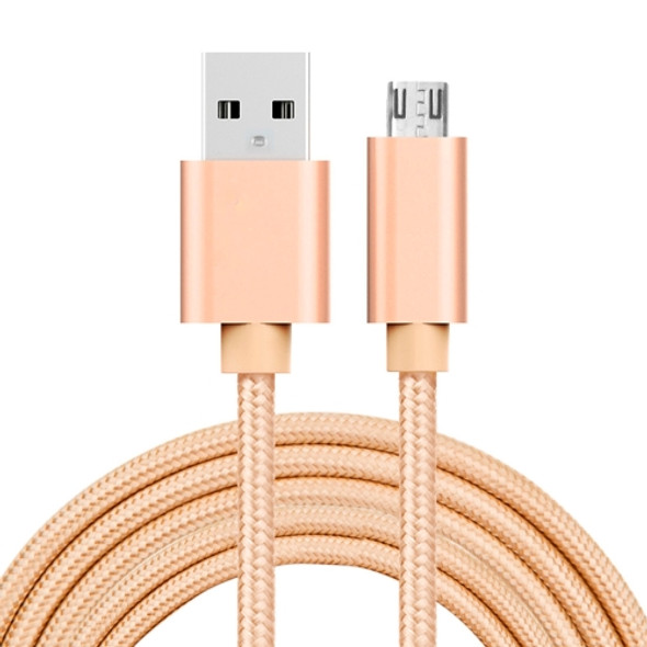 2m 3A Woven Style Metal Head Micro USB to USB Data / Charger Cable, For Samsung / Huawei / Xiaomi / Meizu / LG / HTC and Other Smartphones(Gold)