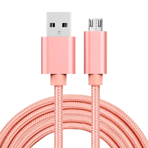 2m 3A Woven Style Metal Head Micro USB to USB Data / Charger Cable, For Samsung / Huawei / Xiaomi / Meizu / LG / HTC and Other Smartphones(Rose Gold)