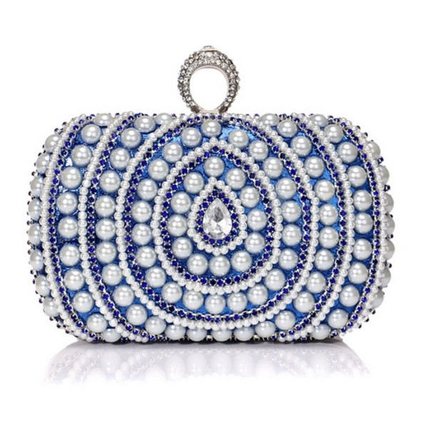 Women Fashion Banquet Party Pearl Handbag(Blue)