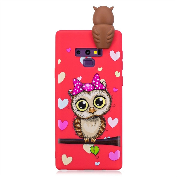 For Galaxy Note 9 Shockproof Cartoon TPU Protective Case(Red Owl)