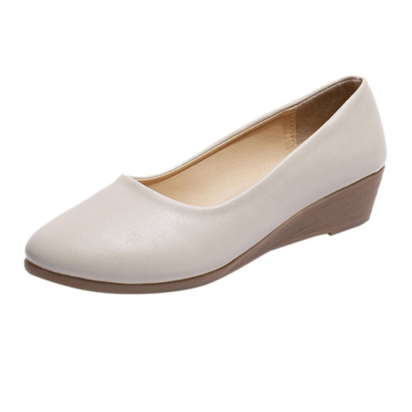 Wedges Comfortable Round Head Shallow Mouth Women Shoes, Size:39(Beige)