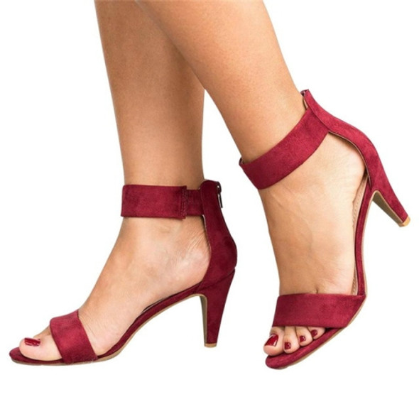 Fashion Women Heel Sandals High Heels, Size:40(Red wine)