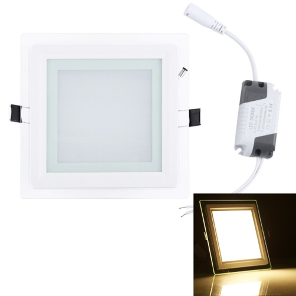 12W 16cm Square Glass Panel Light Lamp with LED Driver, Luminous Flux: 960LM, AC 85-265V, Cutout Size: 12.5cm