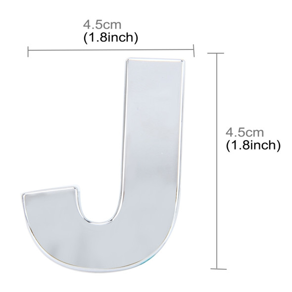 Car Vehicle Badge Emblem 3D English Letter J Self-adhesive Sticker Decal, Size: 4.5*4.5*0.5cm