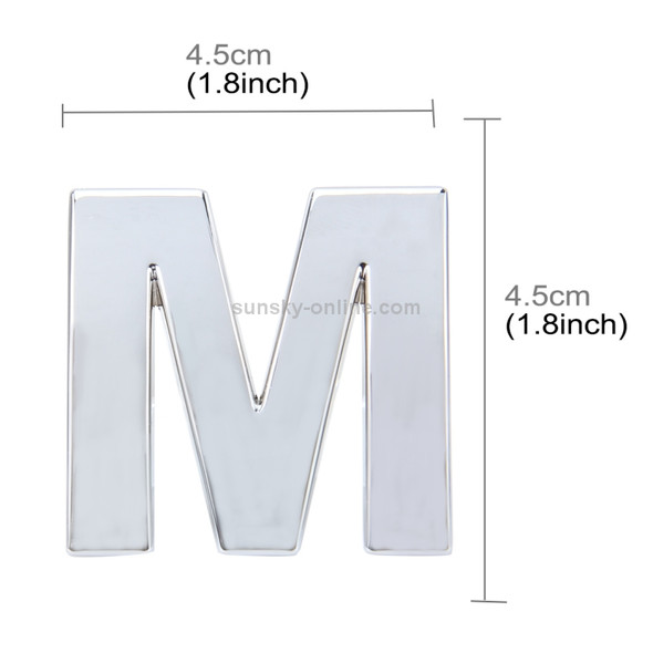 Car Vehicle Badge Emblem 3D English Letter M Self-adhesive Sticker Decal, Size: 4.5*4.5*0.5cm