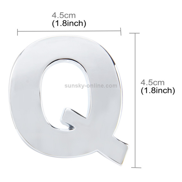 Car Vehicle Badge Emblem 3D English Letter Q Self-adhesive Sticker Decal, Size: 4.5*4.5*0.5cm