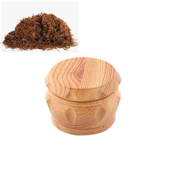 Wood Drum Type Smoke Grinder Tobacco Spice Crusher, Size:S(Yellow)