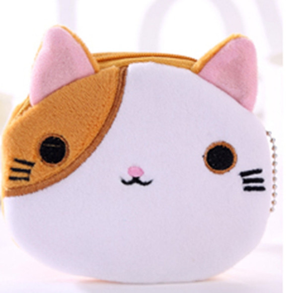 3 PCS Cute Cat Coin Purse Children Plush Coin Purse(Brown+White)