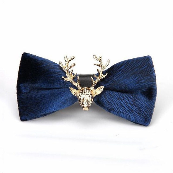 Pleuche Christmas Elk Head Wedding Bow Tie(Royal Blue LT-012)