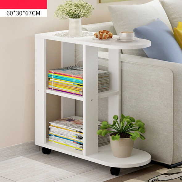 Modern Living Room Movable Corner Coffee Table Wood Side Cabinets Bedside Coffee Tea Table, Size:60x30x67cm(Style A Warm White)