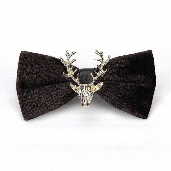 Pleuche Christmas Elk Head Wedding Bow Tie(Black Gray LT-021)